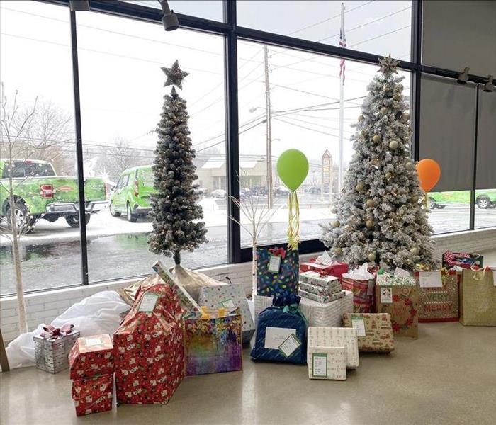 image of SERVPRO office/warehouse space filled with gifts to be donated